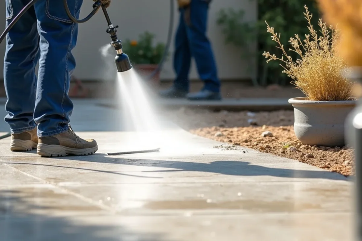 Applying commercial UV-resistant acrylic sealer with non-slip micronized polymer additive