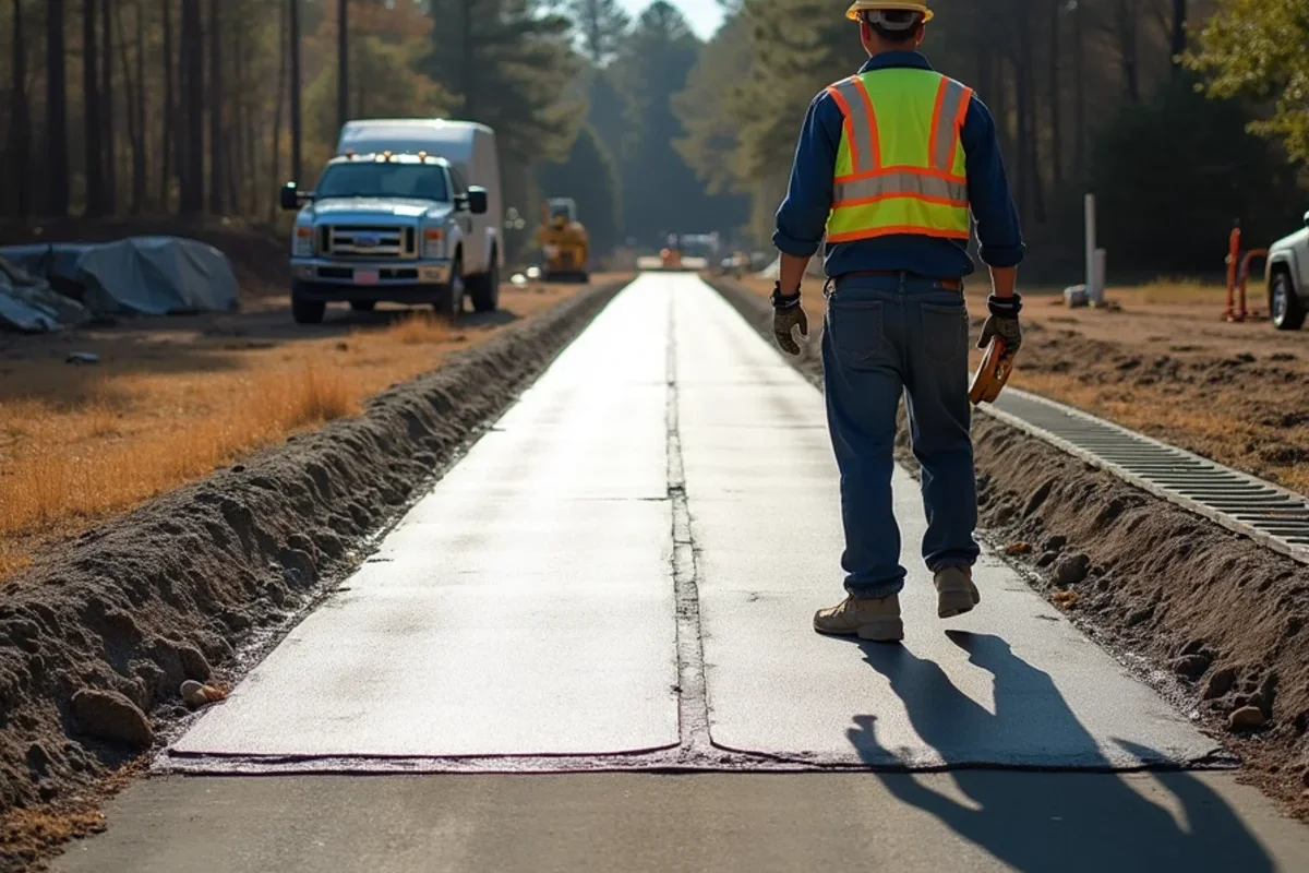 Driveway apron connecting to state highway meeting SCDOT 6-inch thickness encroachment rules