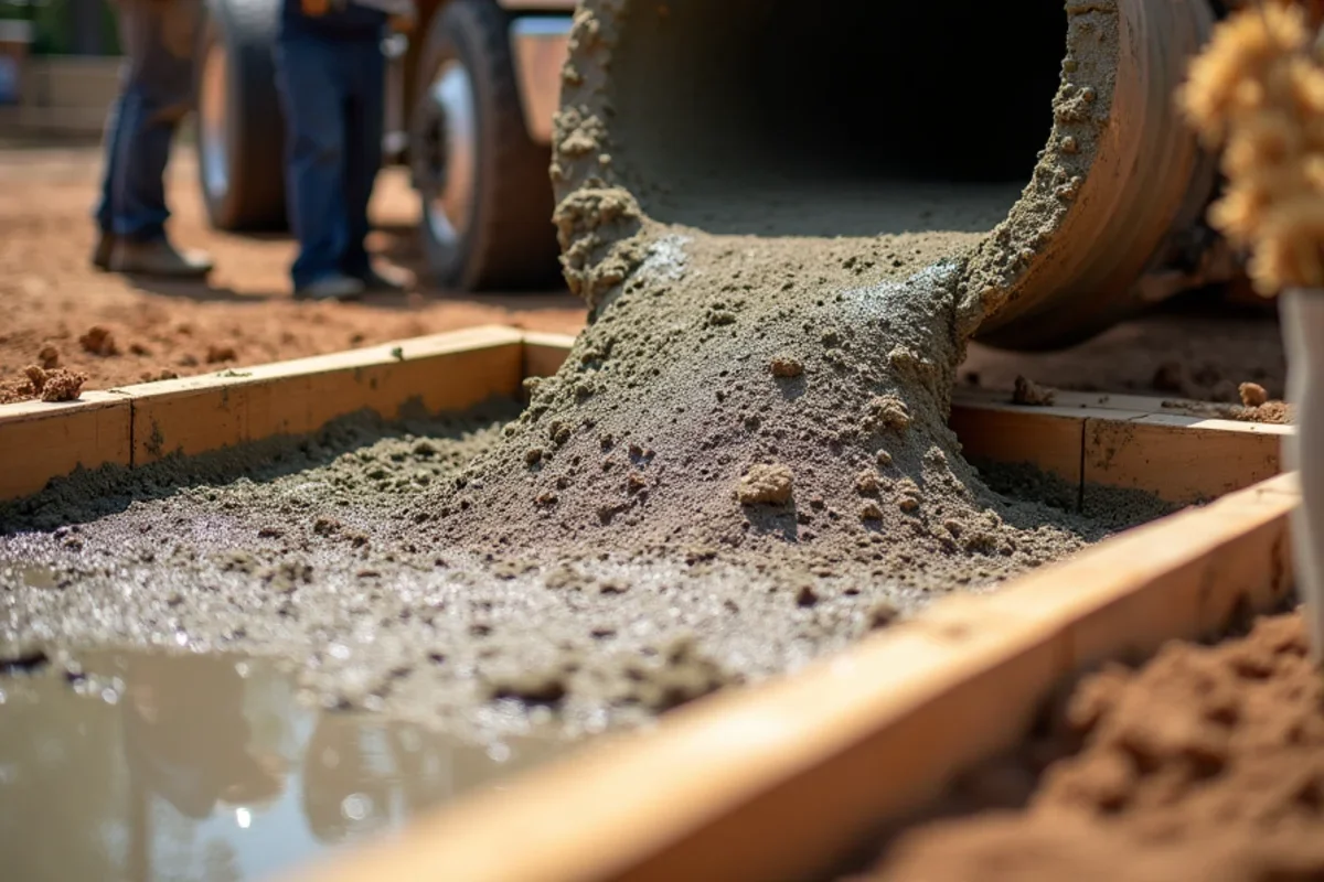 Color pigments thoroughly blended into fresh concrete ready-mix batch at South Carolina site