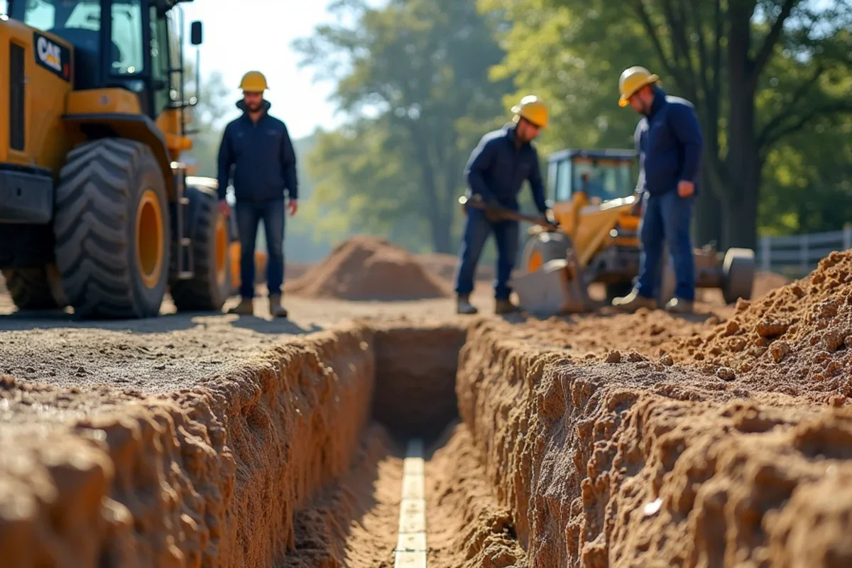 Deep perimeter turn-down footing trench excavated for heavy monolithic workshop slab foundation