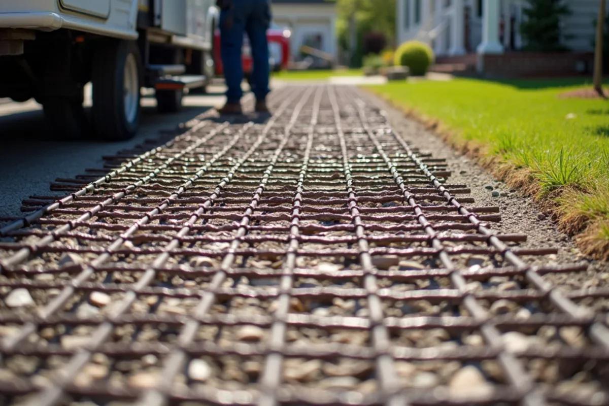 Heavy Grade 60 rebar grid elevated on plastic chairs for an RV parking pad in Murphys Estates
