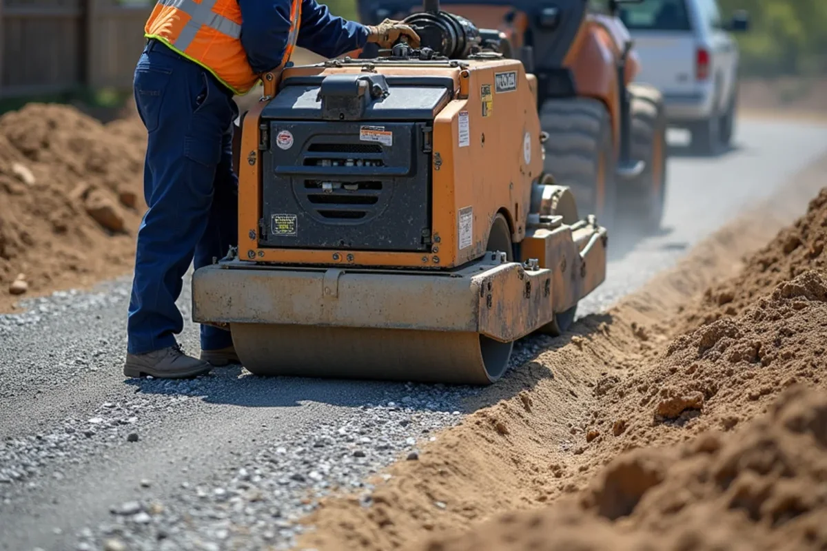Installing 6-inch compacted stone aggregate base over loose Wagener sandhills subsoil